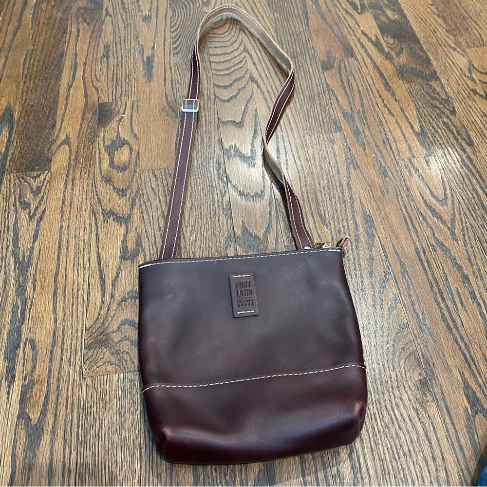 PORTLAND LEATHER GOODS Festival Bag Brown Leather Crossbody Bag Grizzly Brown - Picture 3 of 8
